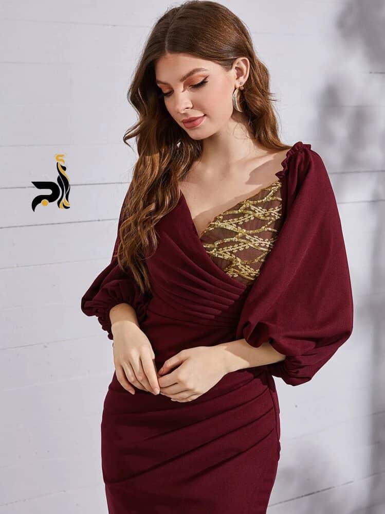 فستان سهرة بأكمام فضفاضة - Image 4