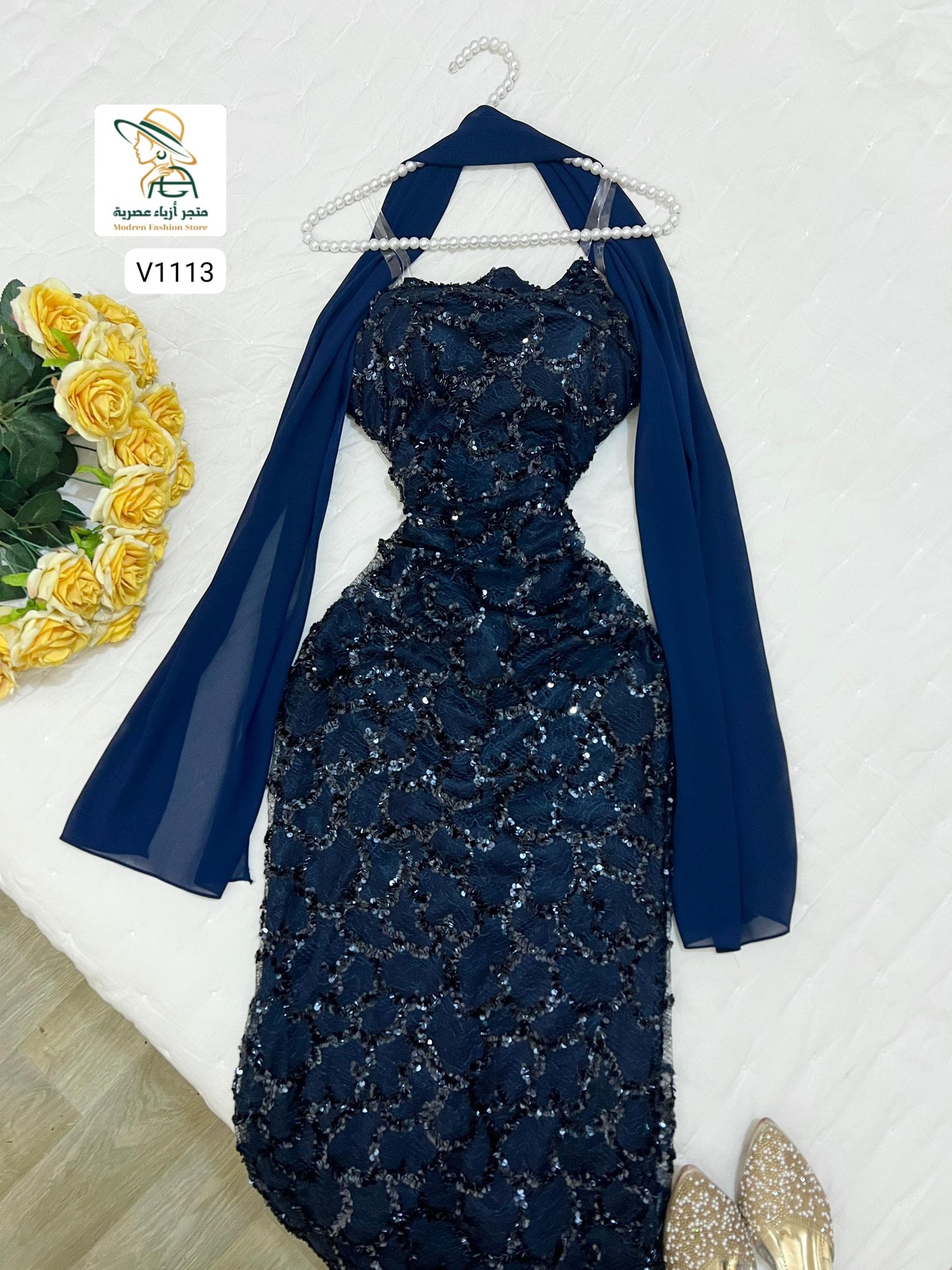 فستان فخامة – خرز كوري وترتر ودنتل لمعة راقية - Image 19