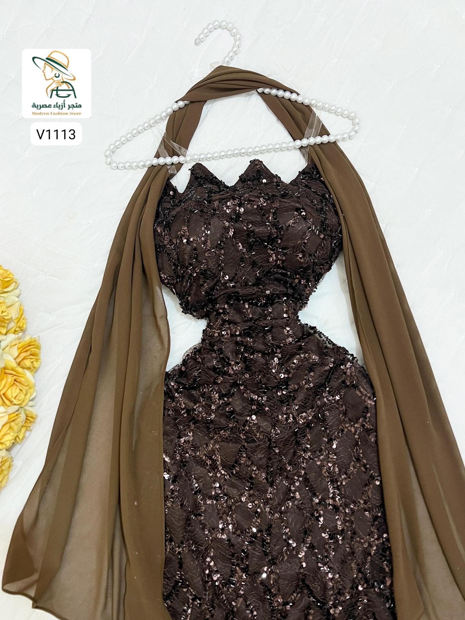 فستان فخامة – خرز كوري وترتر ودنتل لمعة راقية - Image 24