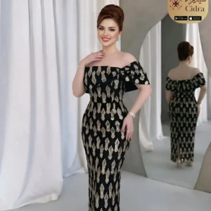 فستان أوف شولدر بلبانه خرز