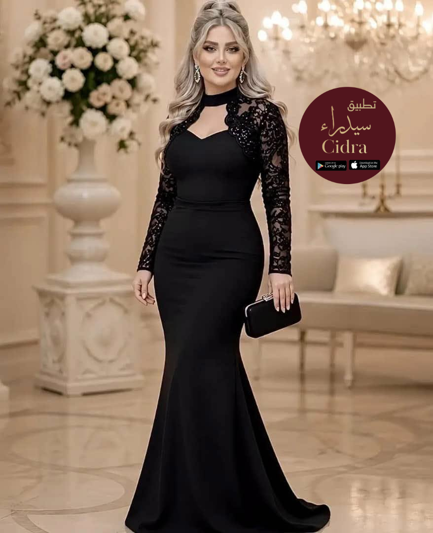 فستان كتان مطاط بتطريز وترتر - Image 2