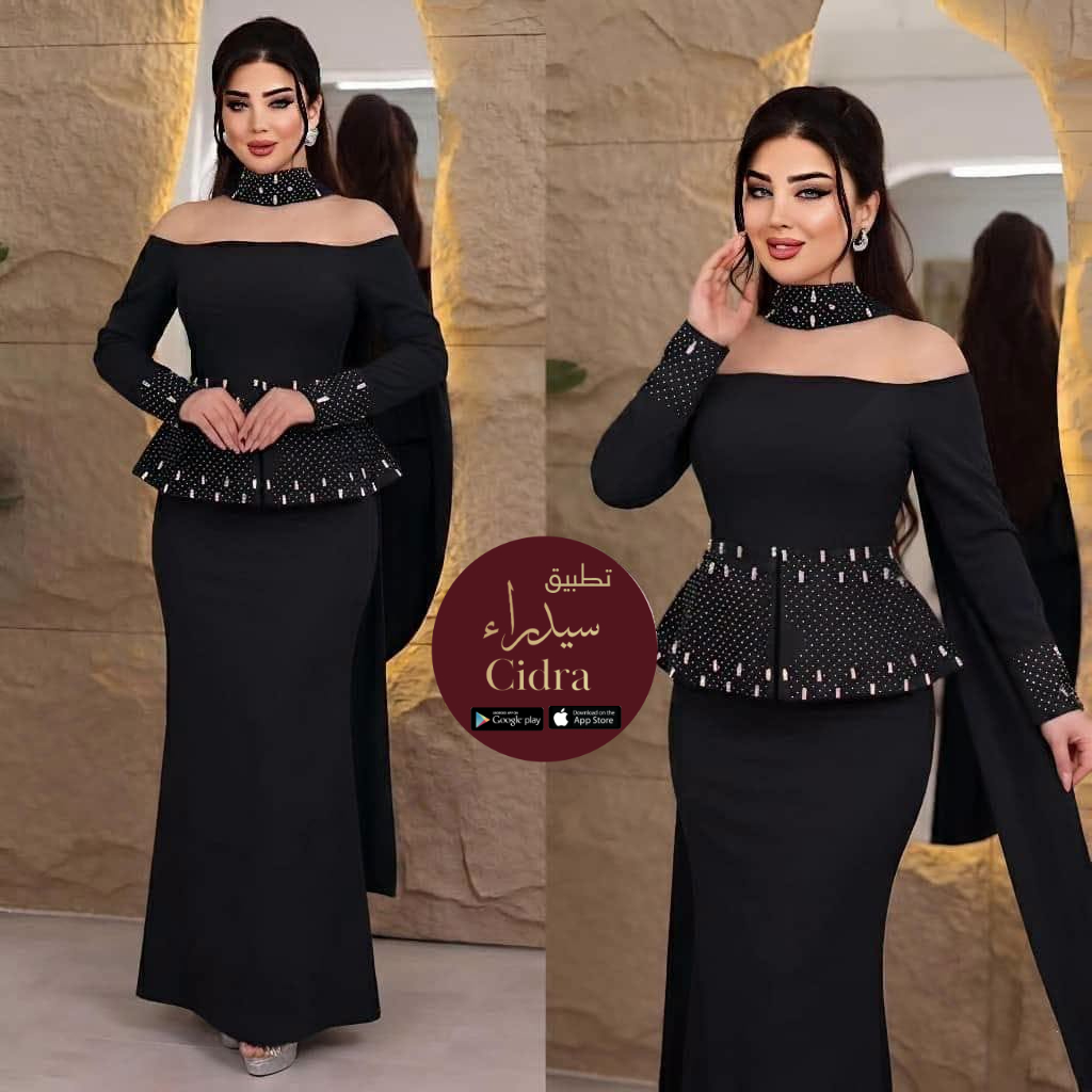 فستان لكرا بقصة سمكة مع شال - Image 2