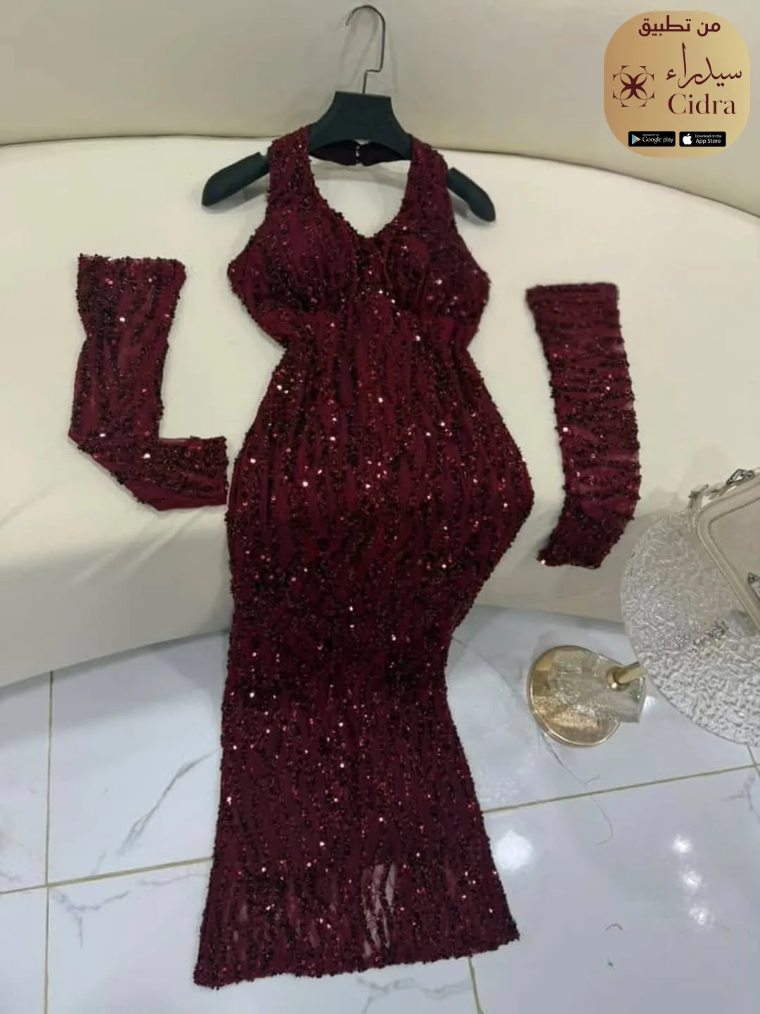فستان خرز كوري على ترتر ودانتيل - Image 14