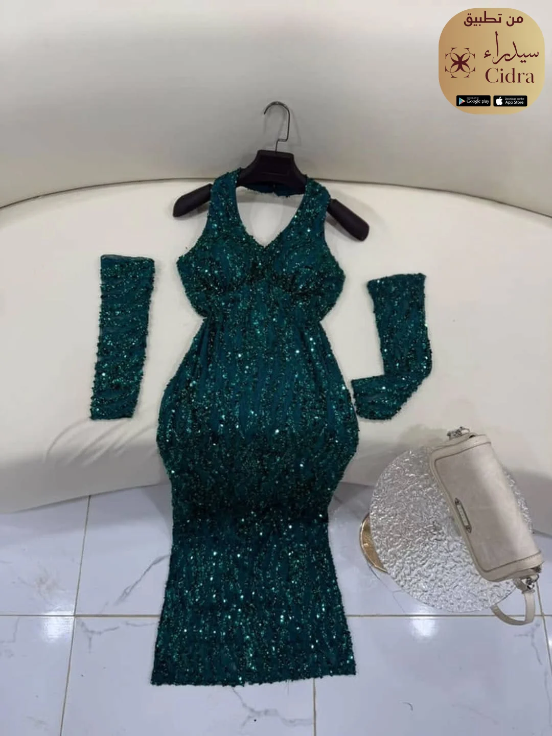 فستان خرز كوري على ترتر ودانتيل - Image 10