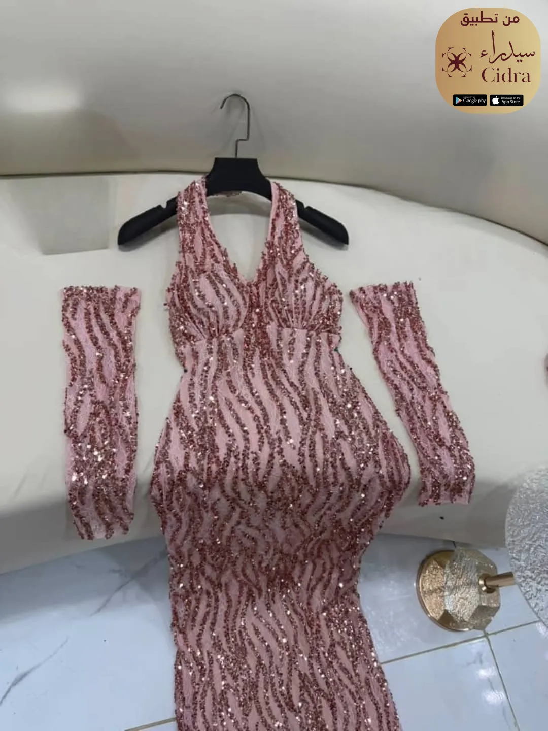 فستان خرز كوري على ترتر ودانتيل - Image 18