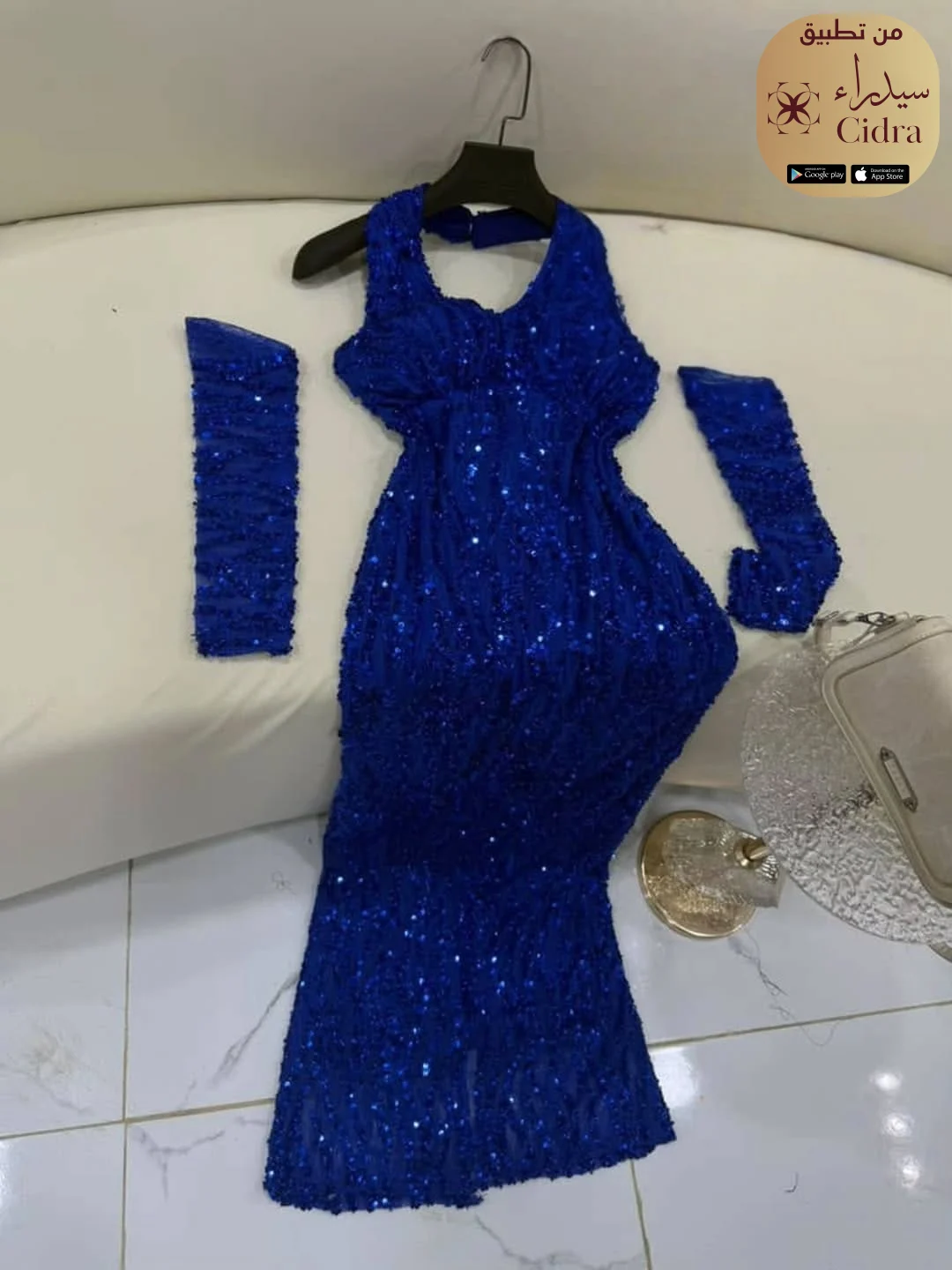 فستان خرز كوري على ترتر ودانتيل - Image 13
