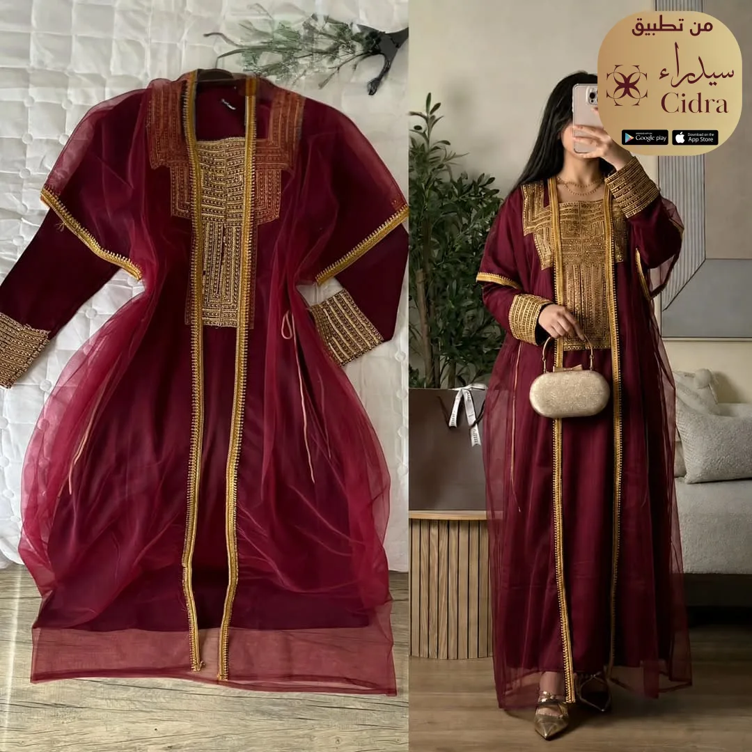 جلابية قطعتين بحرير العروسة - Image 4
