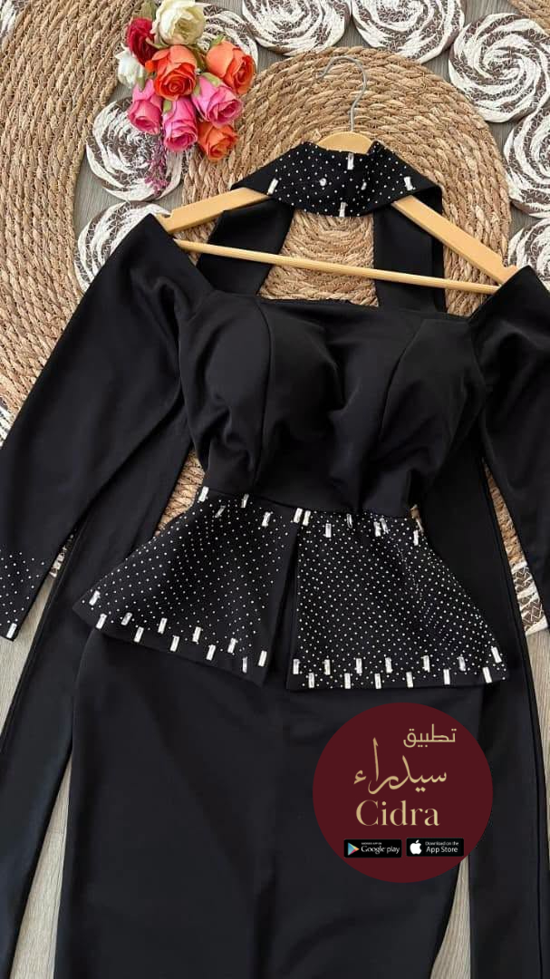 فستان لكرا بقصة سمكة مع شال - Image 5