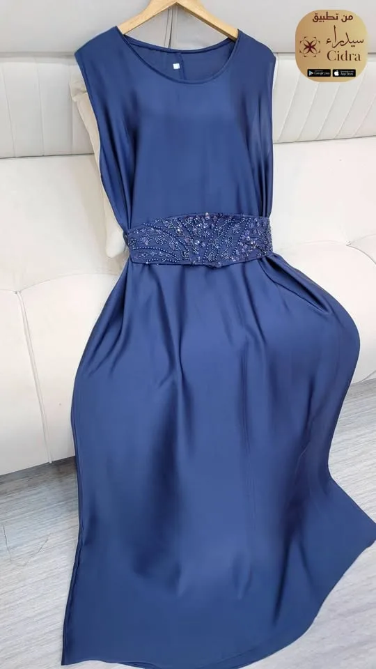 فستان ساتان بتطريز خرز كوري بألوان متعددة - Image 20